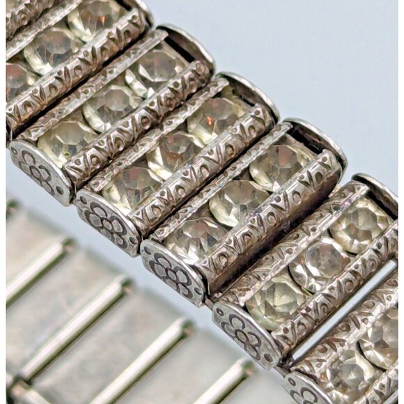 Vintage Bojar Sterling Silver 925 Clear Rhinestone Tennis Bracelet Art-Deco - Picture 13 of 16